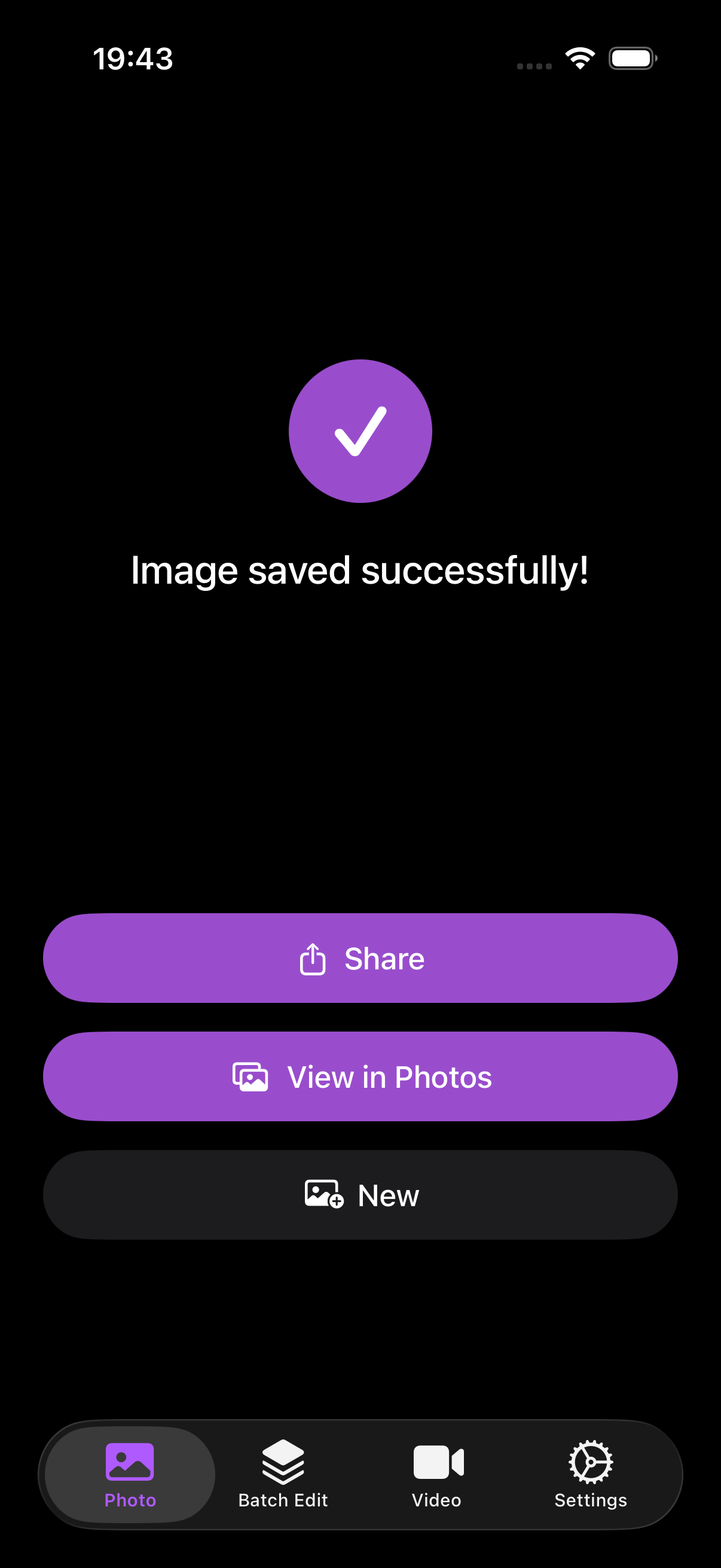 Export options on iPhone