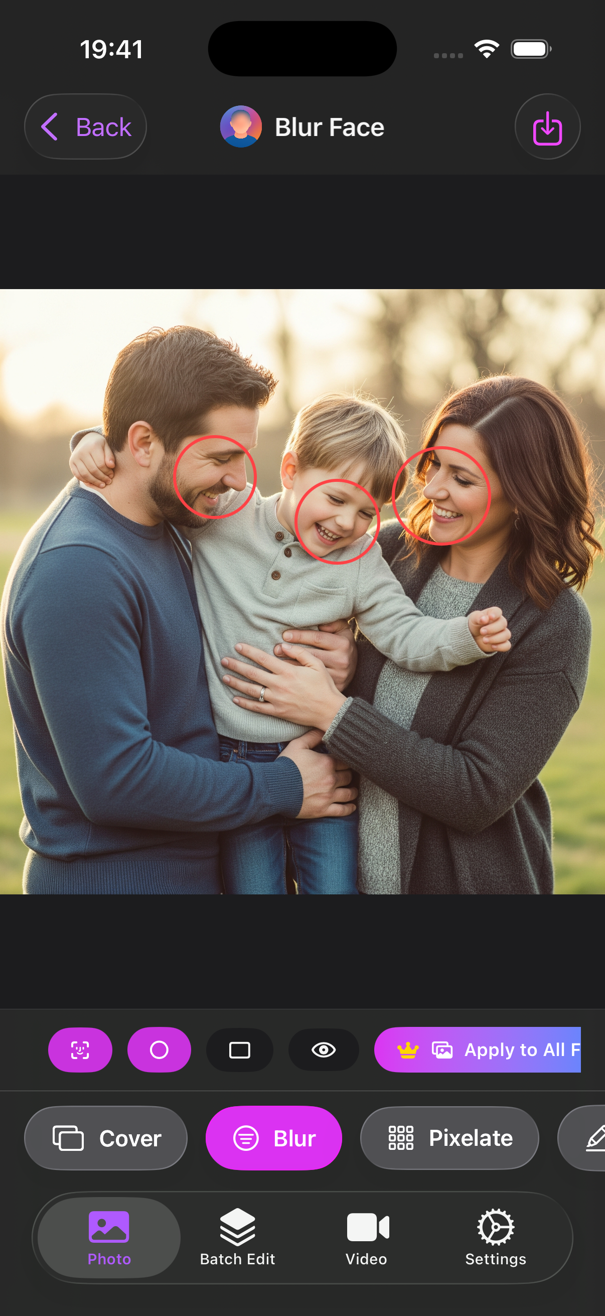 Faces detected automatically