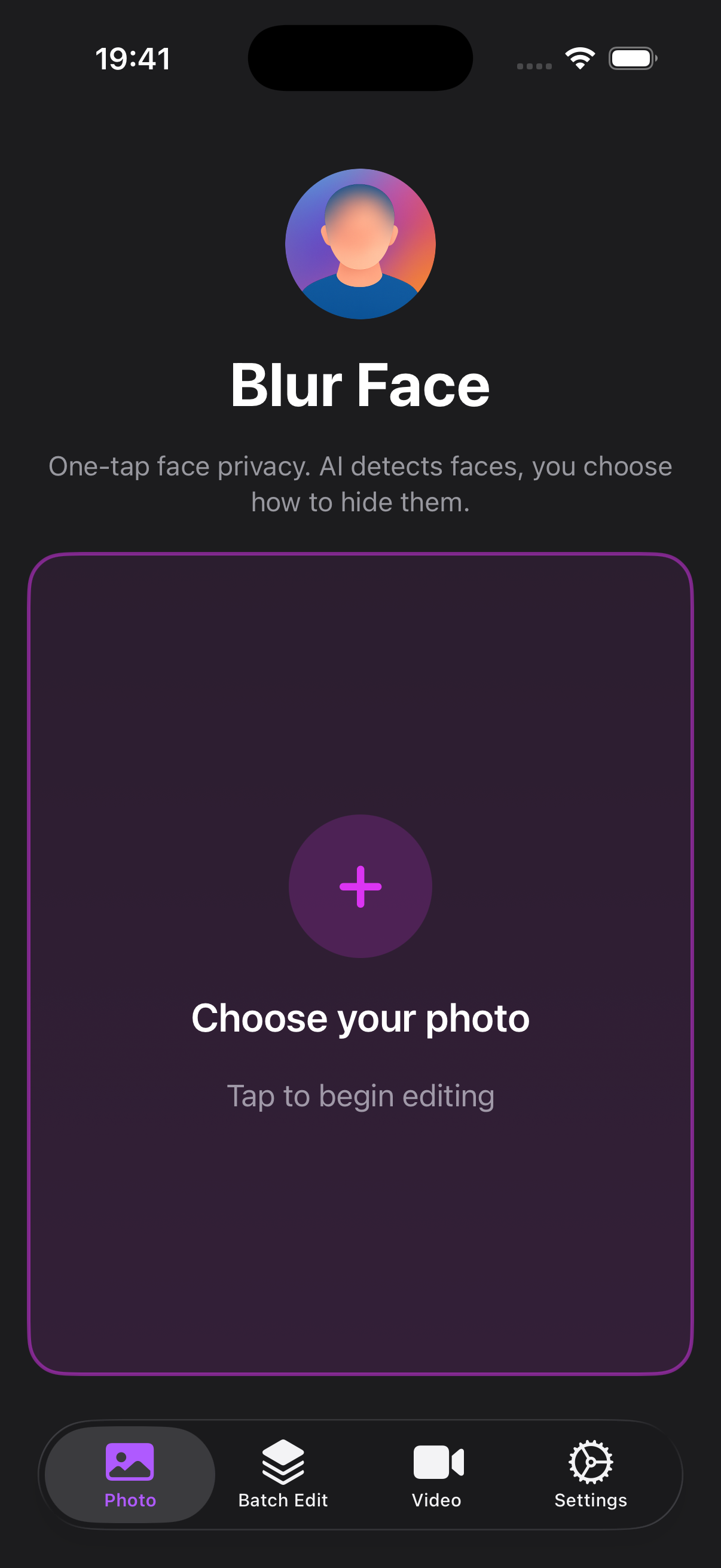 Open Blur Face on your iPhone