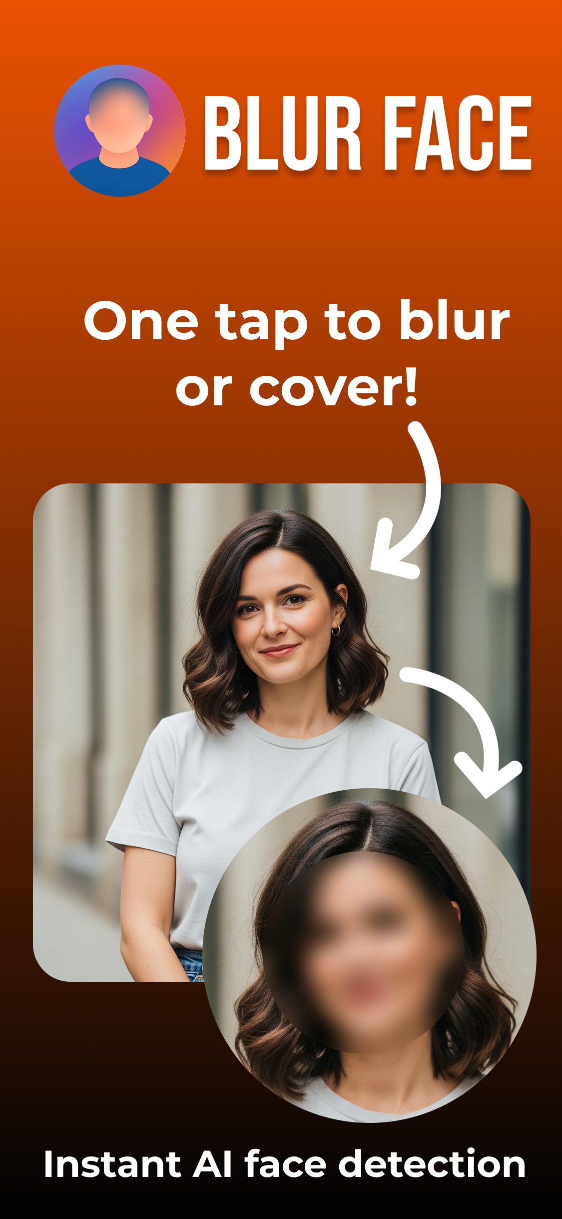 Blur Face app - one tap face blur on a group photo