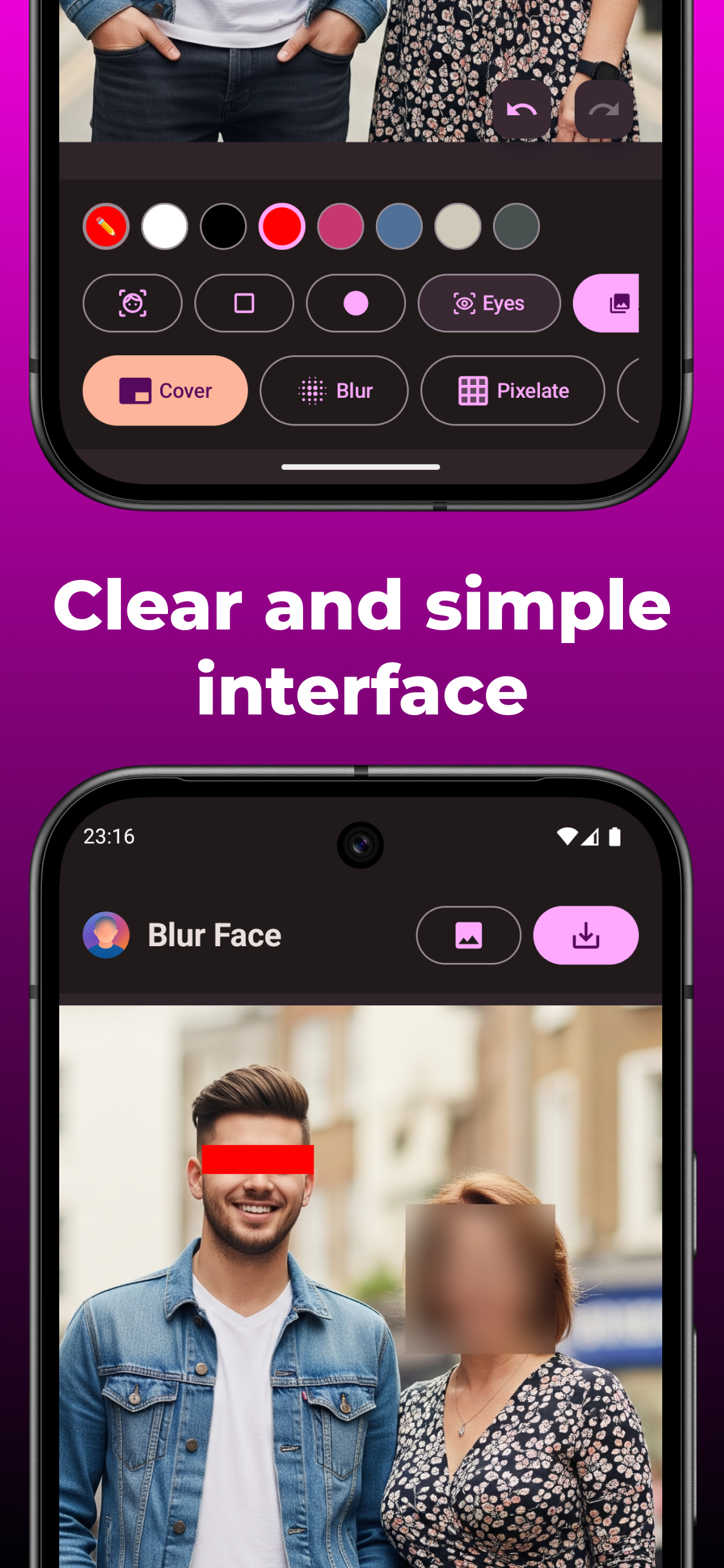 Clean, simple face blur interface