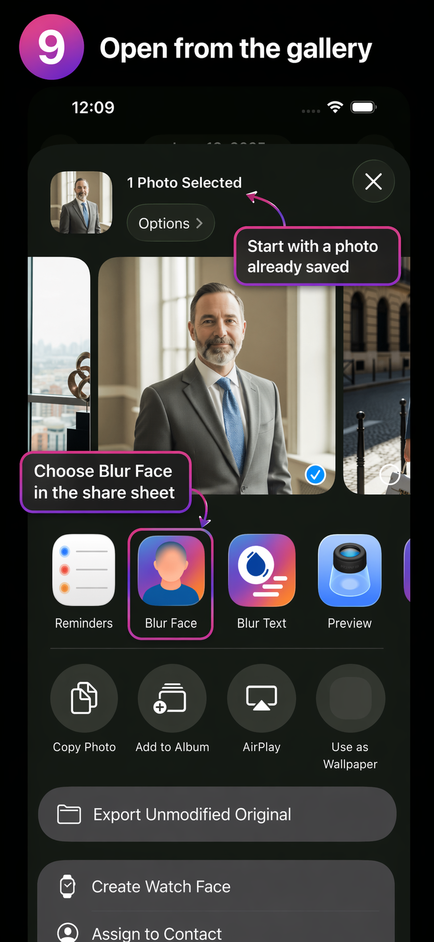 Share to Blur Face from Photos app